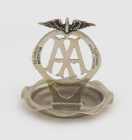 ASHTRAY: An AA members lounge ashtray in nickel plate on brass