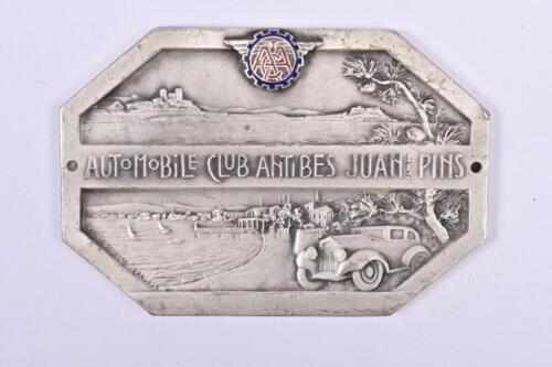 AUTOMOBILE CLUB ANTIBES: A 'Automobile Club Antibes Juan Les Pins' Dash Plaque by Drago