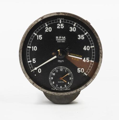 GAUGE: A large Smiths (M.A) 5000 R.P.M tacho with clock