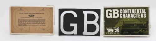 BADGE: A circa 1970s 'Ace' NOS chromed metal Great Britain 'GB' letters. Boxed