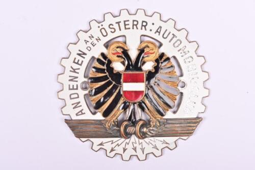 OAC: A 1920's OAC brass enamel car badge - 'ANDENKEN an den OSTERR AUTOMOBIL CLUB'