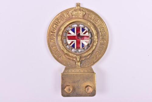 RAC: A pre-1925 brass Royal Automobile Club Associate membership badge with enamel union jack by D.G Collins London. Number 'N40585'