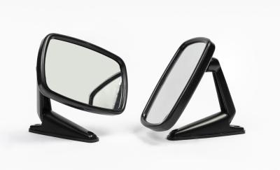 RAYDOT: A pair of NOS Raydyot universal black door mirrors in plastic and metal