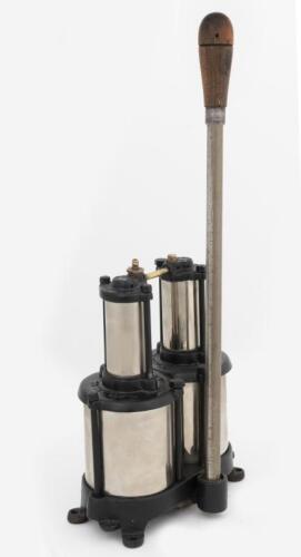 AIRPUMP: A circa 1920s running board mounted 'Dead Easy Tire' pump manufactured by "Globe MFG" Battle Creek Michigan