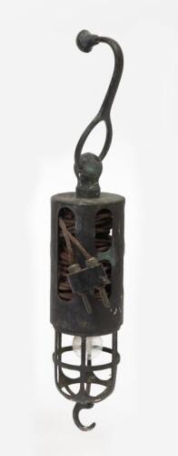 INSPECTION LAMP: A circa 1920s Lucas brass inspection lamp with retractable cord with hook