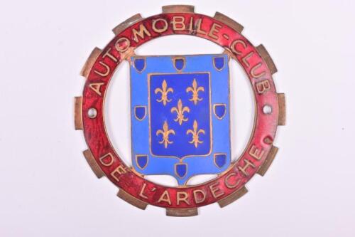 AUTOMOBILE-CLUB DE L'ARDECHE: A brass 'AUTOMOBILE-CLUB DE L'ARD&Egrave;CHE' car badge