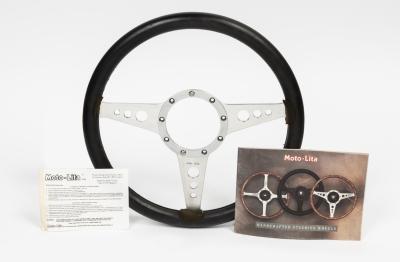 MOTO LITA STEERING WHEEL: A Moto-Lita 14" black sports/race car steering wheel with nine screw fixing. With general fitting instructions