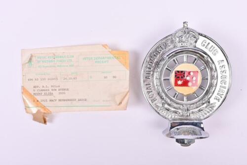 RAC: An Australian double sided Royal Automobile Club Association re-issue membership badge. Numbered '4580'