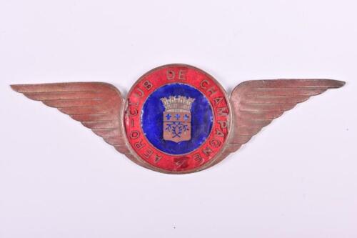 CHAMPAGNE AERO CLUB: A winged 'AERO-CLUB DE CHAMPAGNE' badge