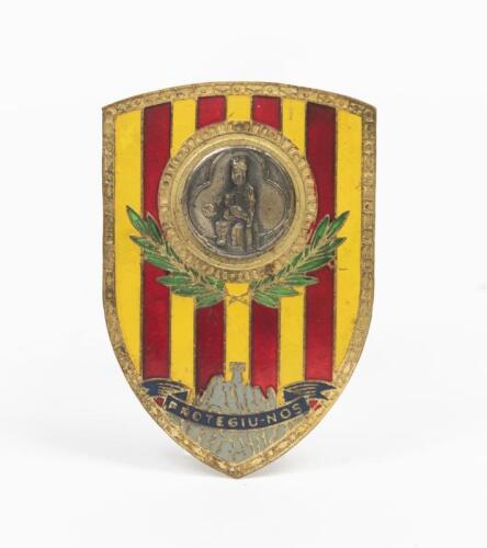 BLACK VIRGIN OF MONTSERRAT: A 'Black Virgin of Montserrat' car badge