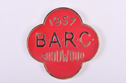B.R.D.C (GOODWOOD): A reproduced '1957 B.A.R.C. GOODWOOD' car badge