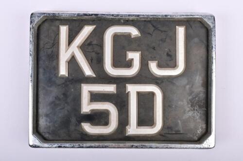 FERRARI 330 GT: A circa 1966 U.K number plate and surround - 'KGJ 5D' - originally supplied for a Ferrari 330 GT with serial number 8693