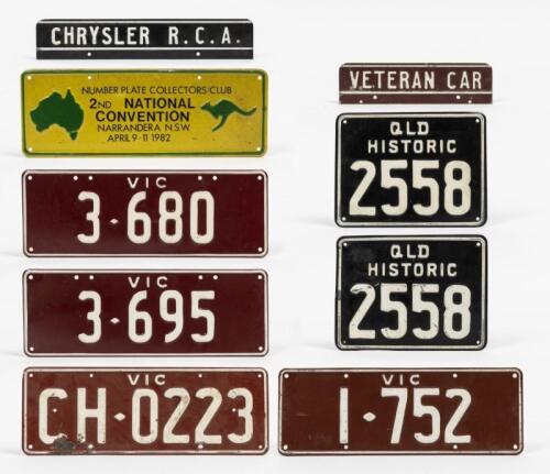 NUMBER PLATES: A collection of historic plates from Queensland and Victoria. Various configurations