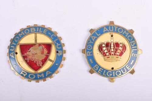 AUTOMOBILE CLUB: Two car badges from European Automobile Clubs. 'ROYAL AUTOMOBILE - BELGIQUE' & 'AUTOMOBILE-CLUB ROMA'