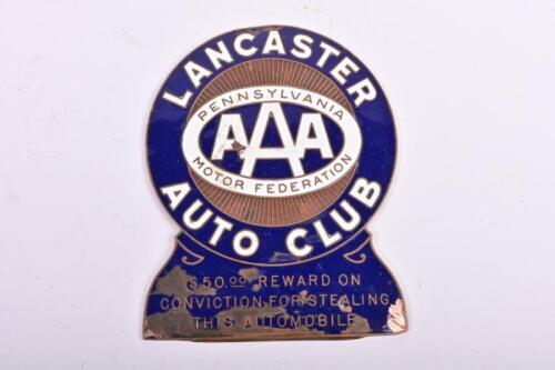 LANCASTER AUTO CLUB: A 'LANCASTER AUTO CLUB' by PENNSYLVANIA MOTOR FEDERATION car badge