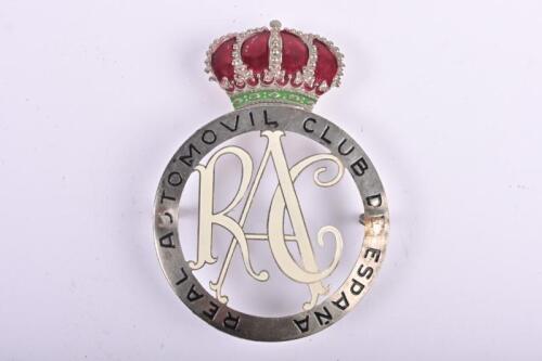 R.A.C: A 'REAL AUTOMOVIL CLUB DE ESPANA' membership car badge