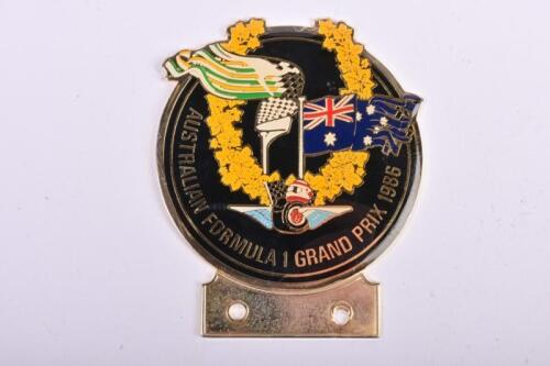 AUSTRALIAN F1: An 'AUSTRALIAN FORMULA 1 GRAND PRIX 1986' car badge