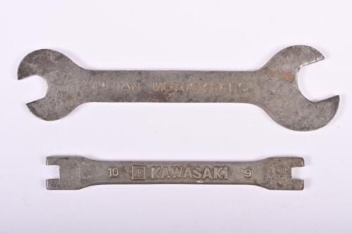 MOTORCYCLE SPANNERS/WRENCH: Two motorcycle spanners and wrenches. 'INDIAN MOTORCYCLES' spanner