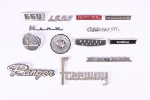 B.M.C: A collection of British Motor Company badges. 'BMC' car badge, 'Freeway' badges, 'Minx' car badges