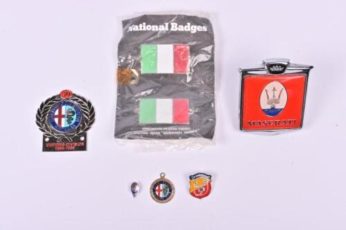 ITALIAN: A group of Italian car badges. Alfa Romeo Owners Club badges