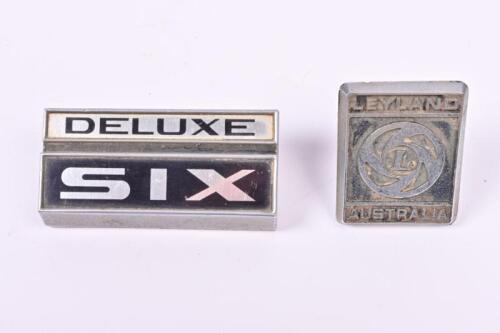 LEYLAND: Two Leyland car badges. 'LEYLAND AUSTRALIA' & 'DELUXE SIX' badges