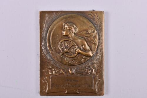 PLAQUE: A circa 1920s "XX&egrave;me Paris-Deauville" bronze participants dash plaque