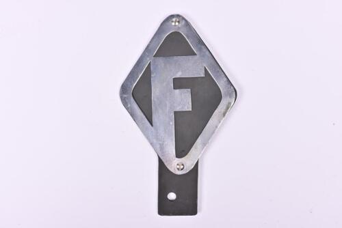 FRANCE: A large 'F' country designation letter plate