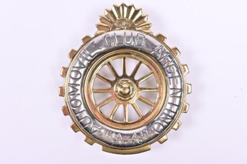 A.C.A: An Automobile Club of Argentine car badge 1950s
