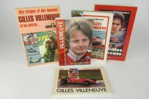 VILLENEUVE: A group of softcover books detailing the career of Gilles Villeneuve.