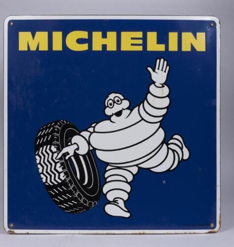 MICHELIN: A circa 1984 Michelin enamel sign, made in France, makered lower right 65cm square
