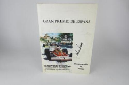 SPANISH GRAND PRIX: A 1975 Spanish Grand Prix Press Kit signed by Jochen Mass.