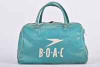 BRITISH AIRWAYS: A circa 1950s British Overseas Airways Corporation green leatherette two handled flight bag, 22cm high, 35cm wide, 15cm deep