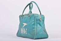 BRITISH AIRWAYS: A circa 1950s British Overseas Airways Corporation green leatherette two handled flight bag, 22cm high, 35cm wide, 15cm deep - 2