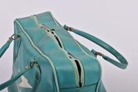 BRITISH AIRWAYS: A circa 1950s British Overseas Airways Corporation green leatherette two handled flight bag, 22cm high, 35cm wide, 15cm deep - 3