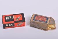 CARRIAGE CANDLES/SPARK PLUGS: A box of 'ELECTRINE CARRIAGE CANDLES' & K.L.G Spark Plug Tin Box