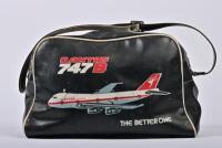 QANTAS: A circa 1970s Qantas brown leatherette 'The Better One' flight bag, 22cm high