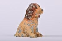 MONEY BOX: A white metal seated spaniel form money box by Iron KLT, English first half of the 20th century - 2