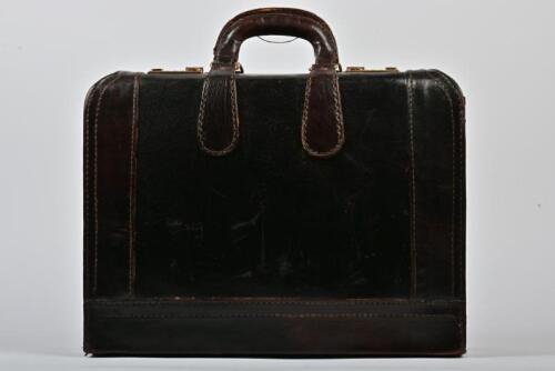 BRIEFCASE: A large vintage dark brown leather Presto briefcase, 34cm high, 47cm wide, 18cm deep