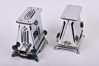TOASTERS: Two Art Deco chrome plated toasters, a Hotpoint and a Hecla, both complete with electrical leads, the Hotpoint 20cm high, 18cm wide, 14cm deep - 2