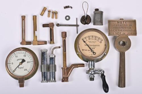 GAUGES: A collection of early gauges and related hardware, the largest 24cm long