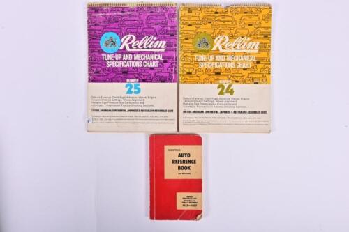 AUTOMOTIVE: Three automotive reference books. 'Rellin - TUNE-UP AND MECHANICAL SPECIFICATIONS CHART' (NUMBER 24 and NUMBER 25)