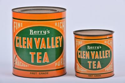 GLEN VALLEY TEA: Two Glen Valley Tea tins, the largest 25cm high 21cm diameter