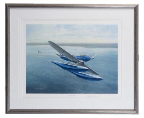 SCHNEIDER TROPHY: A limited edition print of 300 by Gerard Coulson titled 'Moment of Triumph' featuring the Supermarine S6B, signed by the artist