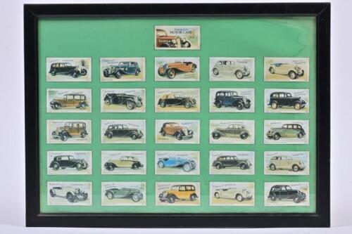 CIGARETTE CARDS: A frame full set of 26 Taddy & Co 'Motor Cars' cigarette cards, issued in 1980, 33 x 45cm