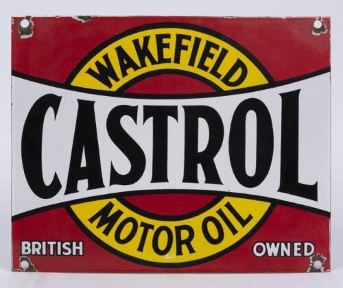 CASTROL: An original Castrol Wakefield Motor Oil enamel sign, 30.5cm high x 38cm wide