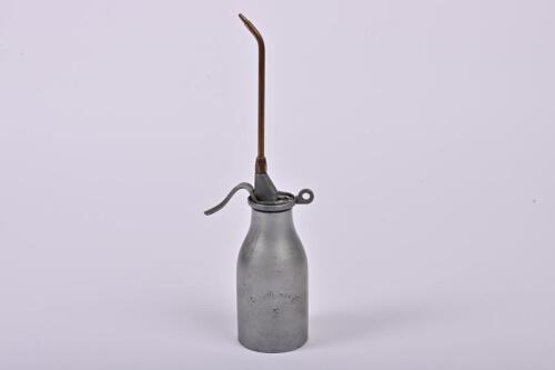 OILER: A French metal and brass oil by 'ReiLang', 31.5cm high