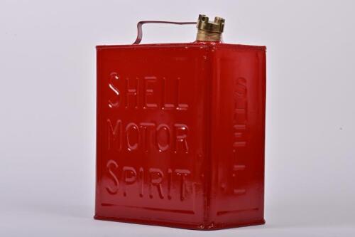 SHELL: An embossed 'Shell Motor Spirit' oil drum with brass embossed filler cap, 31cm high