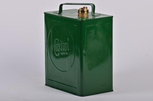 CASTROL: An embossed 'Castrol Motor Oil' 2 gallon drum with brass lid, 31cm high