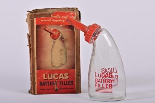 BATTERY FILLER: A Lucas battery filler bottle in original box