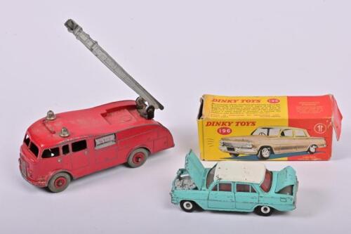 DINKY TOYS: A Dinky toys Holden special sedan in original box and a Dinky toys red engine, the fire engine, 13cm long